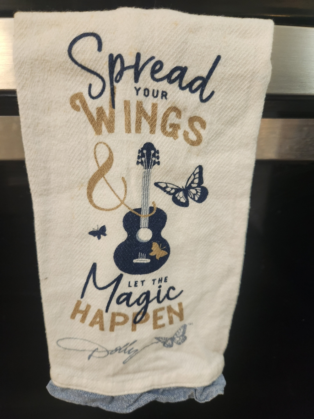 Dollcake White, Navy & Gold 'Spread Your Wings' Hand Towel